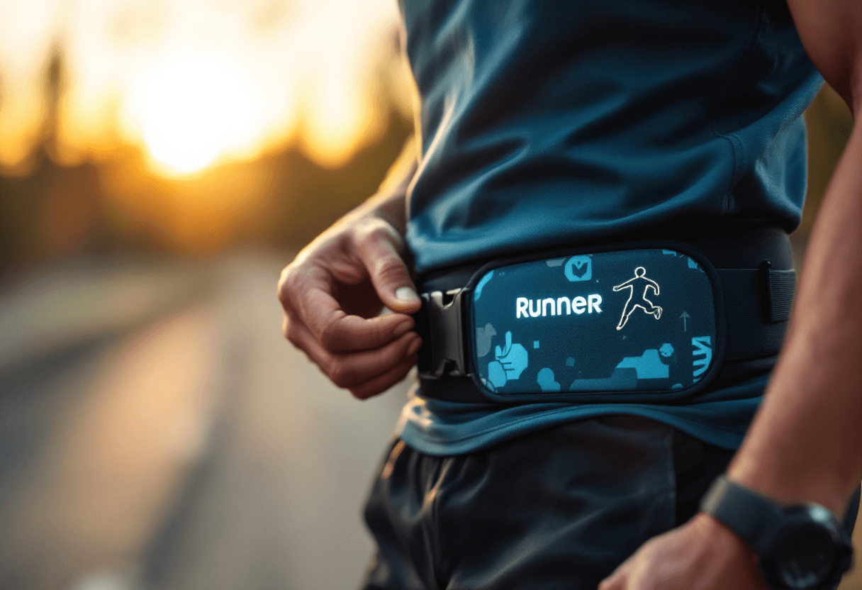 ajustement d’une ceinture de running personnalisée au lever du jour